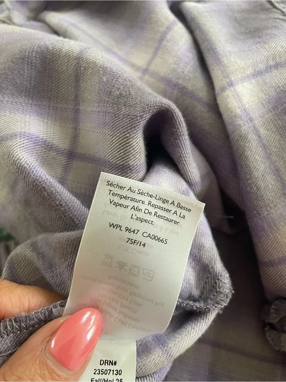Eddie Bauer Lavender Plaid Button-Up Shirt and shorts pajamas